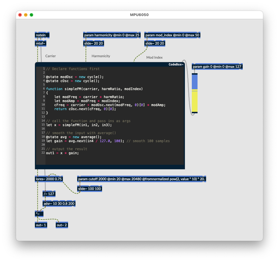 Using a Gyroscope + Accelerometer module with RNBO on the RPi